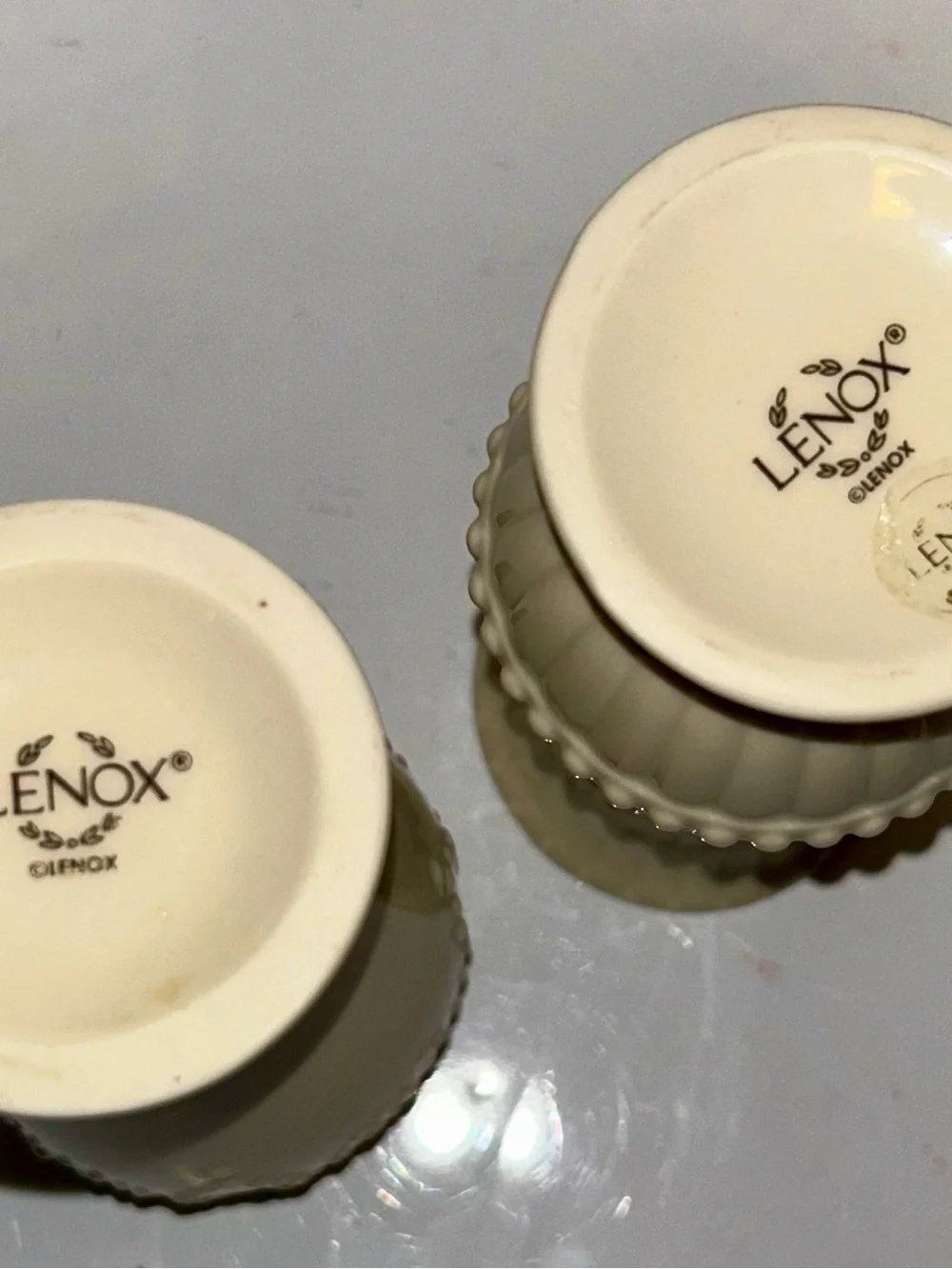 2 Lenox Mini Vases Ivory